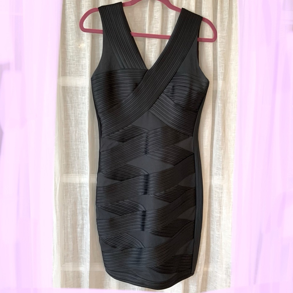 Halston Heritage Black Fitted Dress size 2